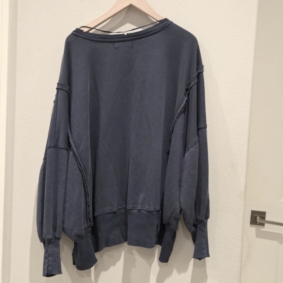 NWT Free People We the Free Camden Graphic 13 Combo Navy Sweatshirt Pullover - Picture 6 of 8